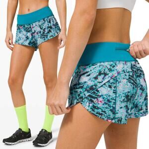 Lululemon Speed Up Short 2.5" Quick Start Multi Hawaiian Blue Size 2